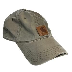 Carhartt Odessa Canvas Cap Olive Green Distressed Bill Baseball Cap One Size Hat